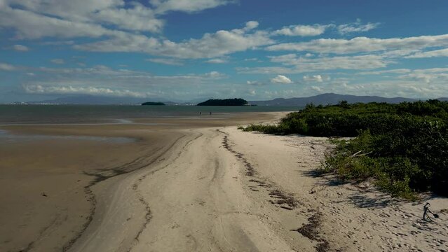 Aerial view of Praia de Daniela, Florianopolis of the coast of Brazil