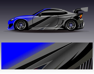 Obraz premium Car wrap design vector.Graphic abstract stripe racing background designs for vehicle, rally, race, adventure and car racing livery