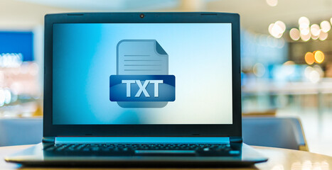 Laptop computer displaying the icon of TXT file