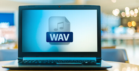 Laptop computer displaying the icon of WAV file