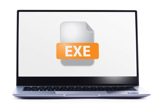 Laptop computer displaying the icon of EXE file
