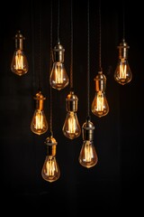 Decorative antique edison style filament light bulbs. Retro light bulb - obrazy, fototapety, plakaty