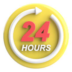 24 hours service icon. 3D illustration.