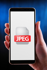 A smartphone displaying the icon of JPEG file