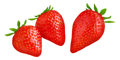 Frische Erdbeeren und Hintergrund transparent PNG cut out - obrazy, fototapety, plakaty