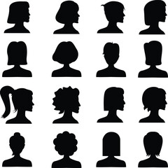 Set of female avatar silhouettes