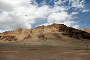 Aerial view of desert surrounded by mountains