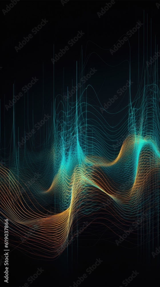 Poster abstract vertical background and screensaver of cyber waves and smooth lines. ai generative.