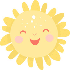 A Little Cute Kawaii Charming Kid Character Radiant Sun Design (Best use Decoration for Template, Poster, Card, etc.)