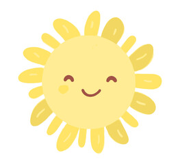 A Little Cute Kawaii Charming Kid Character Radiant Sun Design (Best use Decoration for Template, Poster, Card, etc.)