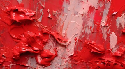 Paint Texture in red Colors with visible Brush Strokes. Artistic Background on a concrete Wall.
