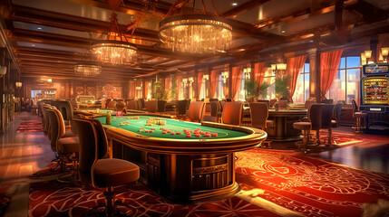 casino interior, bets and games with finances, made with Generative AI