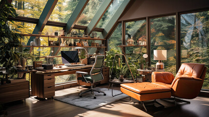 Home Office Interior Photo, Real Estate, Design, Generative AI