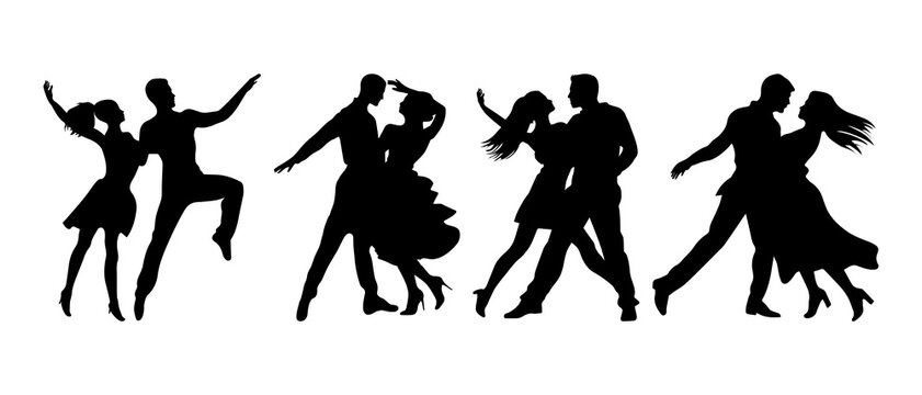 Couple dancing silhouette black filled vector Illustration