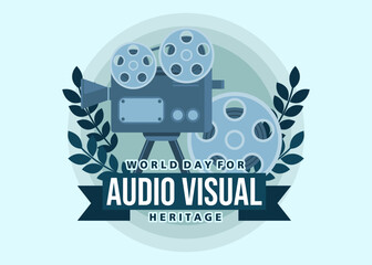 World Day for Audiovisual Day Background Illustration. Audiovisual heritage banner illustration. Vector eps 10