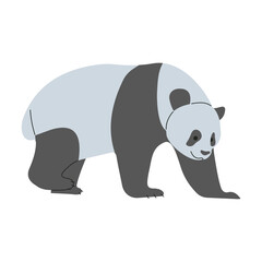 Panda Single 9 cute on a white background, vector illustration