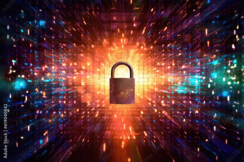 Poster cyber security and security password login online concept background, generative ai