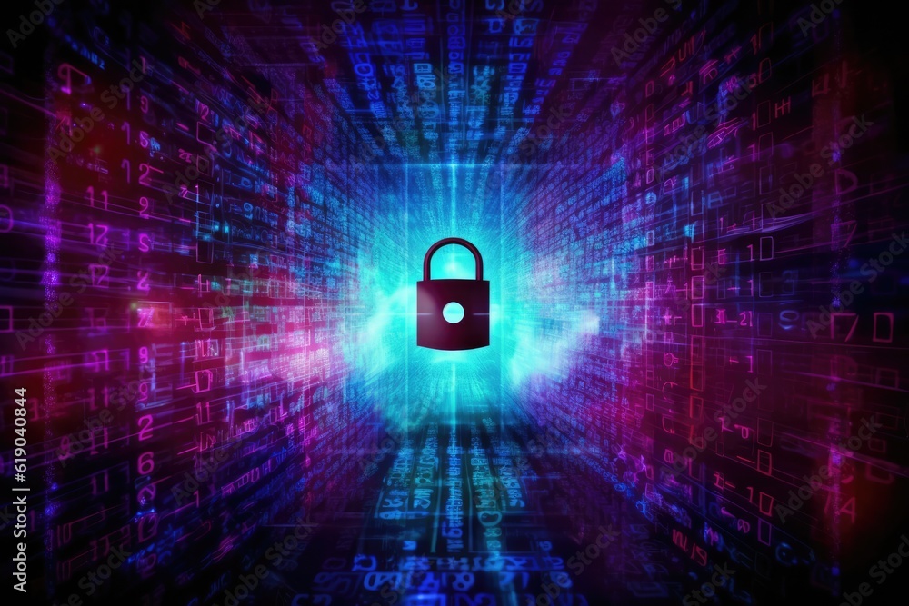 Poster cyber security and security password login online concept background, generative ai