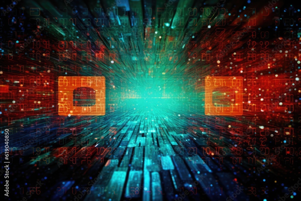 Poster cyber security and security password login online concept background, generative ai