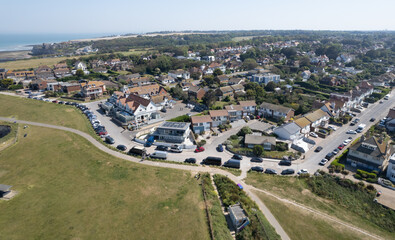 Fototapeta na wymiar Drone aerial view of Broadstairs town from botaby bay beach Kent United Kingdom
