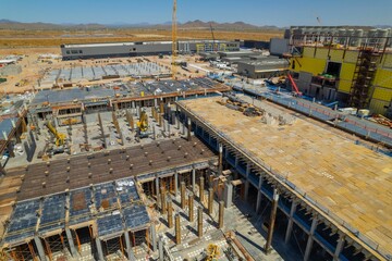 Aerial view of Taiwan semiconductors Mega Factory under construction in North Phoenix, Arizona.