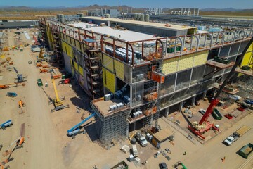 Aerial view of Taiwan semiconductors Mega Factory under construction in North Phoenix, Arizona.