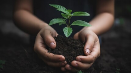 Hand Planting a Seedling in Fertile Soil