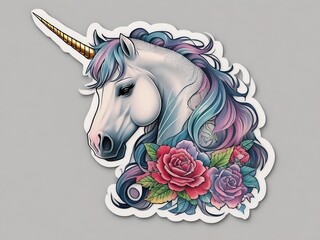 Pegatina estilo tatuaje Unicornio