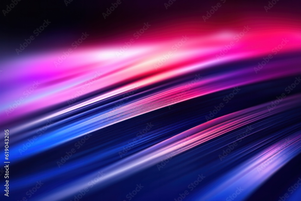 Poster abstract image of colorful light trails with motion blur effect, long time exposure, generative ai