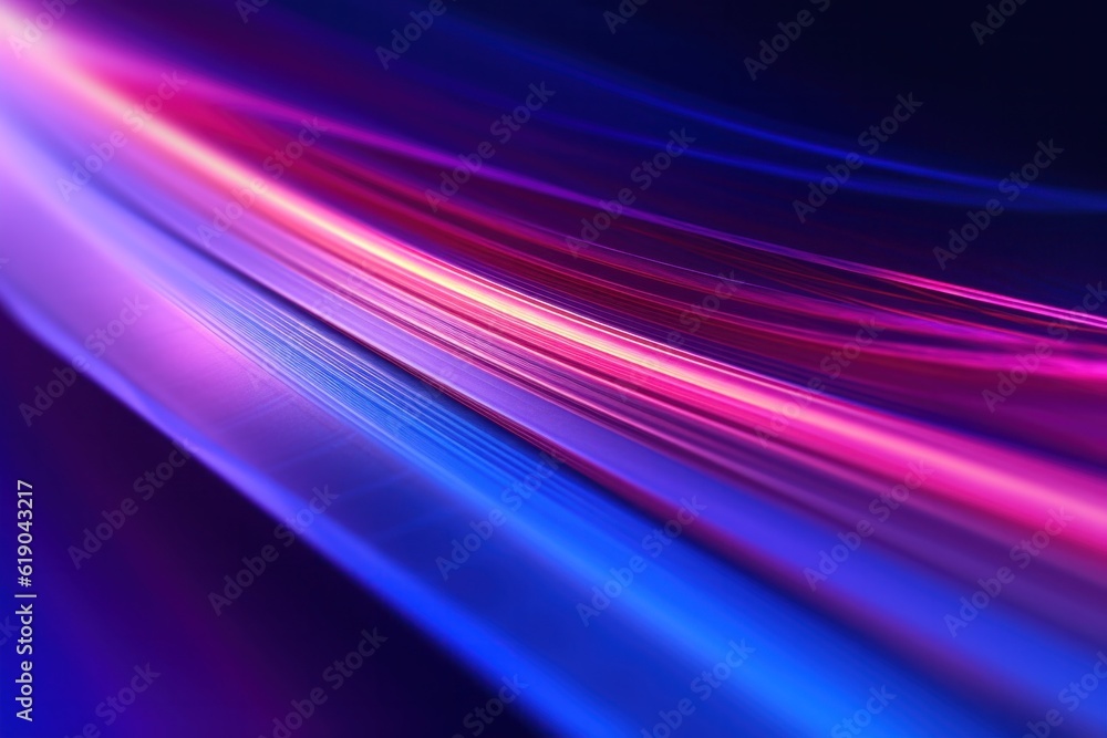 Poster abstract image of colorful light trails with motion blur effect, long time exposure, generative ai