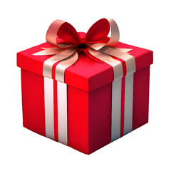 Fototapeta premium A realistic 3D of a red gift box, adorned with a shimmering ribbon. Generative AI