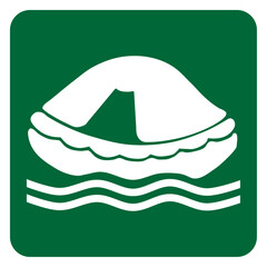 Vector graphic of sign noting the location of life rafts