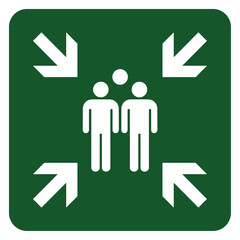 Vector graphic of assembly point sign in case of emergency