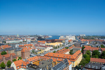 Copenhagen downtown architecture view from above - from the Church of Our Saviour
