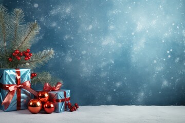 Fototapeta na wymiar Christmas Holiday Background with Gift Box. Illustration AI Generative.