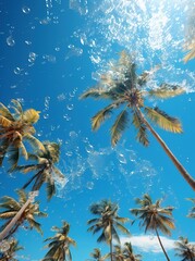 Palmiers tropicaux sur fond de ciel bleu, IA générative, Générative, IA