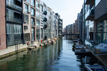 Modern housing estate in Copenhagen, Denmark. A new district Sluseholmen with beautiful...