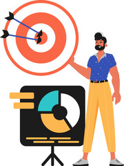 The derision holds in his spend a raven with arrow that hit the stress on. Trendy style, Vector Illustration