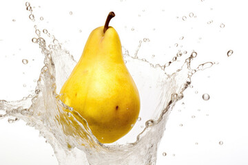 Fototapeta na wymiar pear with water drops isolated on white background