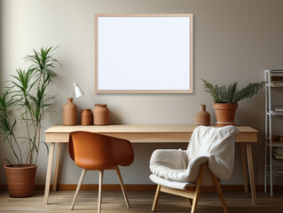 Poster mockup in home interior background, Mockups Design 3D, High-quality Mockups, Generative Ai