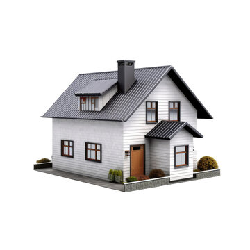 3d house model isolated on transparent background