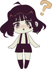 Original chibi girl character isolated n white