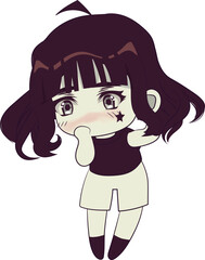 Cute chibi girl character. Retro style isolated art