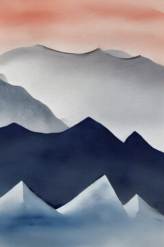 Abstract painting of mountains. (AI-generated fictional illustration) © freelanceartist