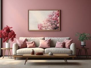 Modern interior natural pastel colors room background, Mockups Design 3D, High-quality Mockups, Generative Ai