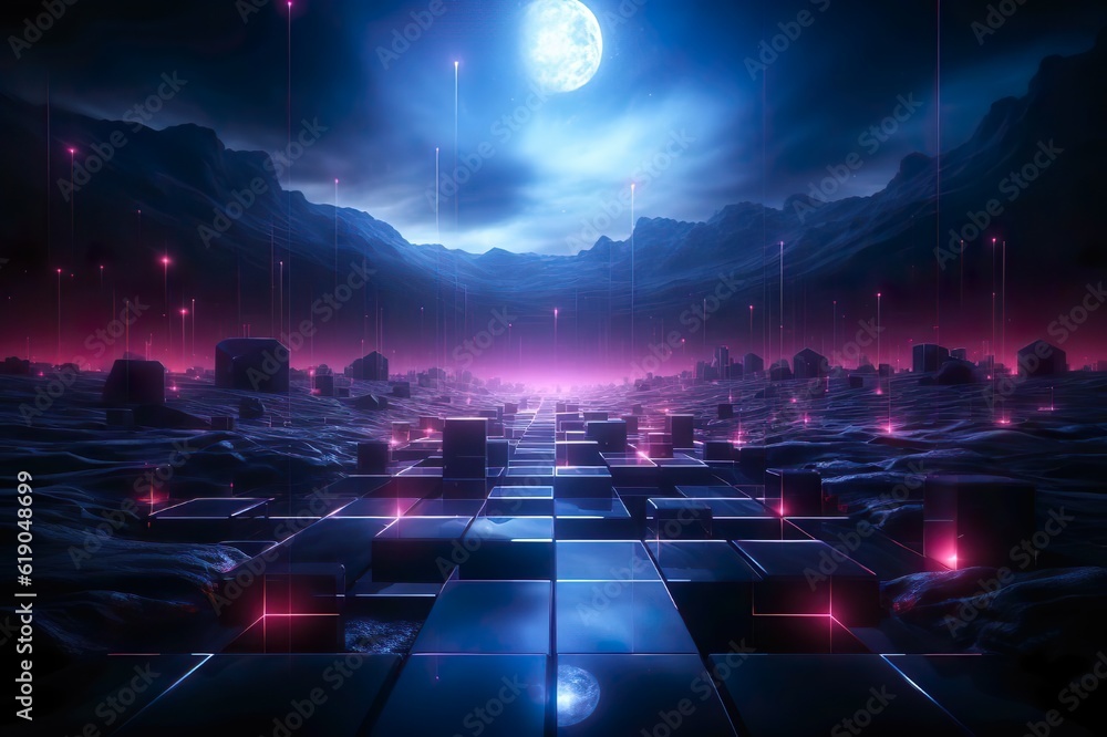 Poster digital universe fields background. 8k resolution