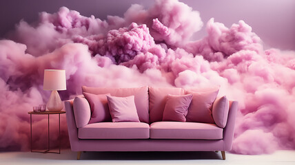 3d abstract background with pink fluffy cloud, Modern creative design, generative AI tools