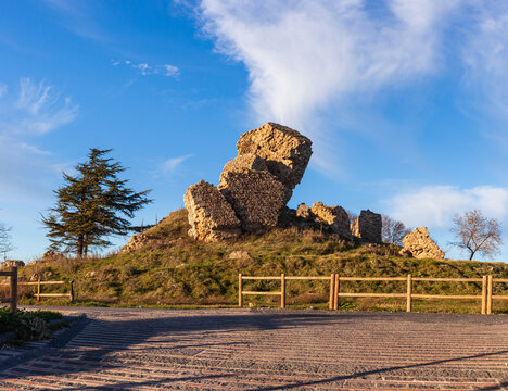 Ruins of the abandoned medieval castle of Aidone called Castellaccio