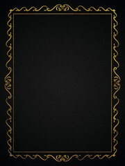 Golden luxury ornamental frame, Wedding, party, invitation background, Royal gold frame, antique, vintage gold style 22 banner, abstract black gold.