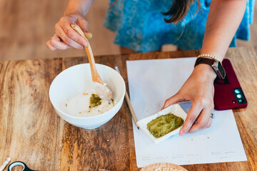 Soap creation workshop. Botanical Soap Workshop: Women Mixing Herbs for Fragrance